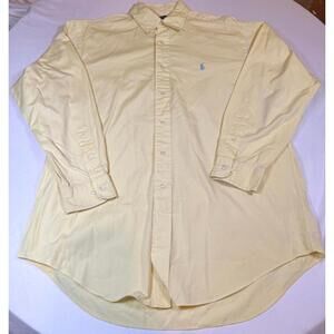 Ralph Lauren Shirt Mens 15.5 32/33 Classic Fit Pony Button  Yellow Long Sleeve‎
